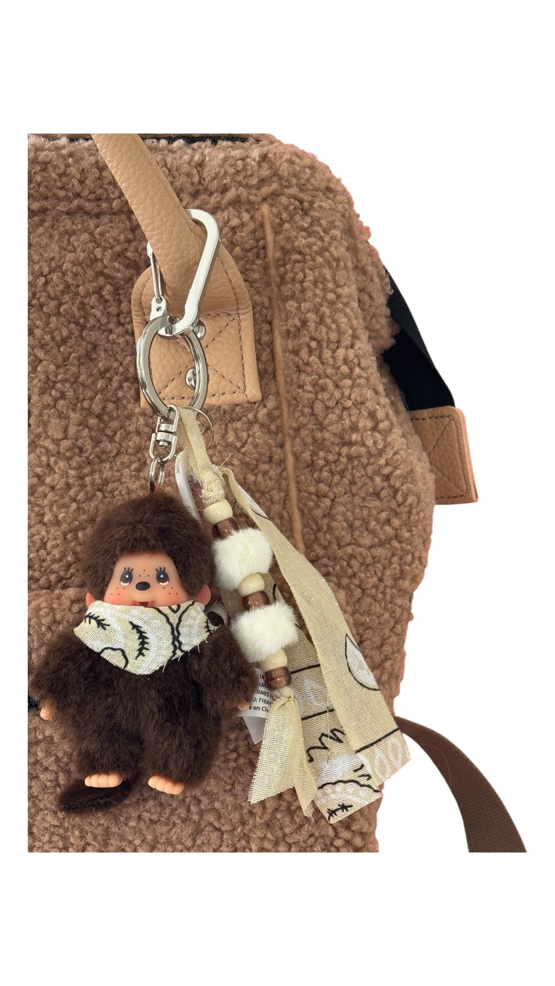 Grigri Monchhichi / Kiki garçon – Bandana au choix : marron, beige, jaune, bleu, vert menthe ou bordeaux | Édition Trop Choubidou