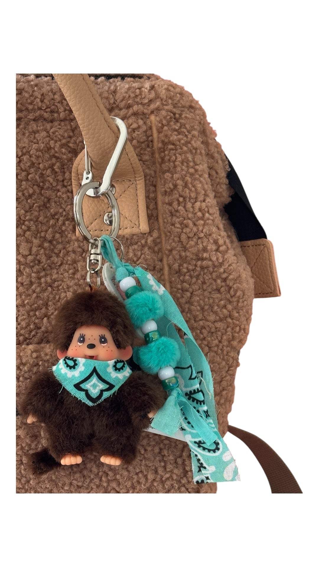 Grigri Monchhichi / Kiki garçon – Bandana au choix : marron, beige, jaune, bleu, vert menthe ou bordeaux | Édition Trop Choubidou