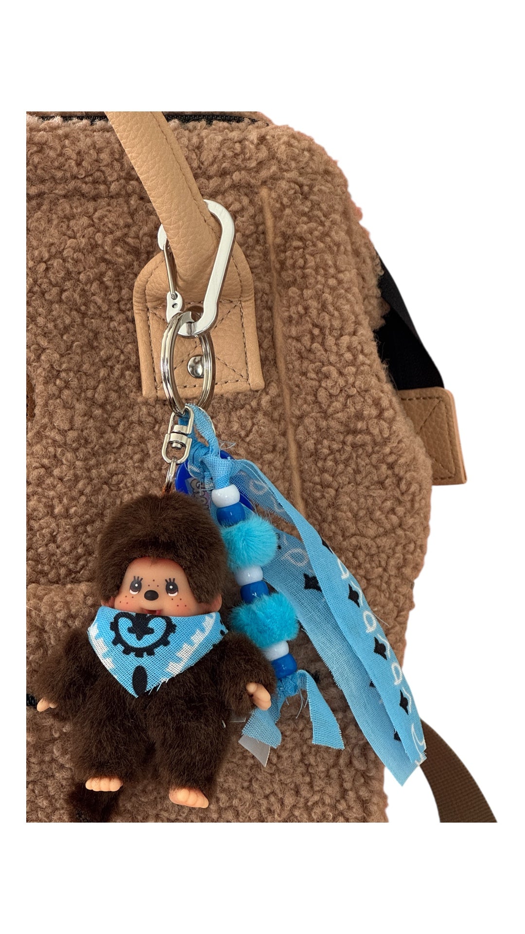 Grigri Monchhichi / Kiki garçon – Bandana au choix : marron, beige, jaune, bleu, vert menthe ou bordeaux | Édition Trop Choubidou